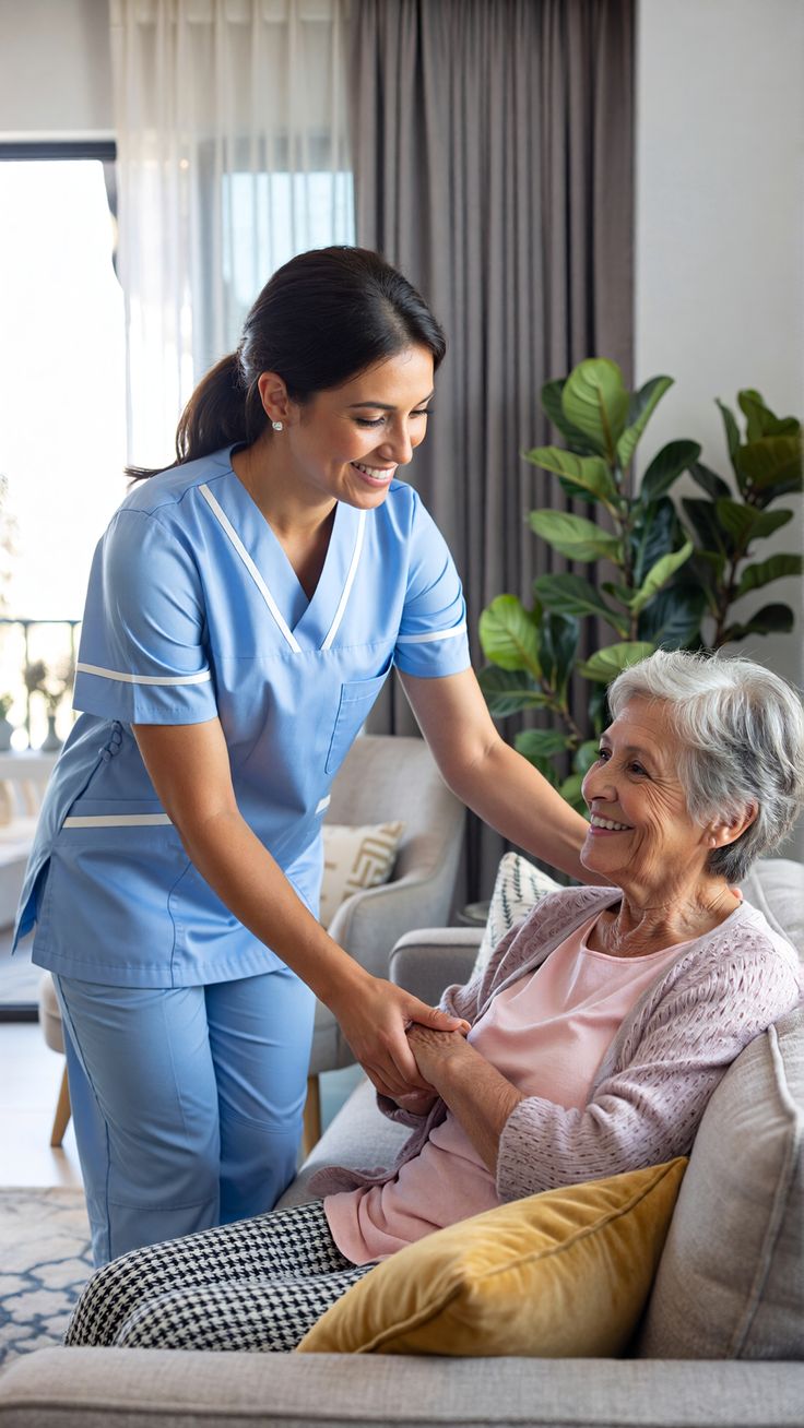 A carer sharing a warm, smiling moment with a client at home